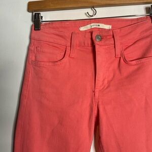 Joe’s Coral Pink Skinny Mid-Rise Raw Edge Denim Jeans Size 26